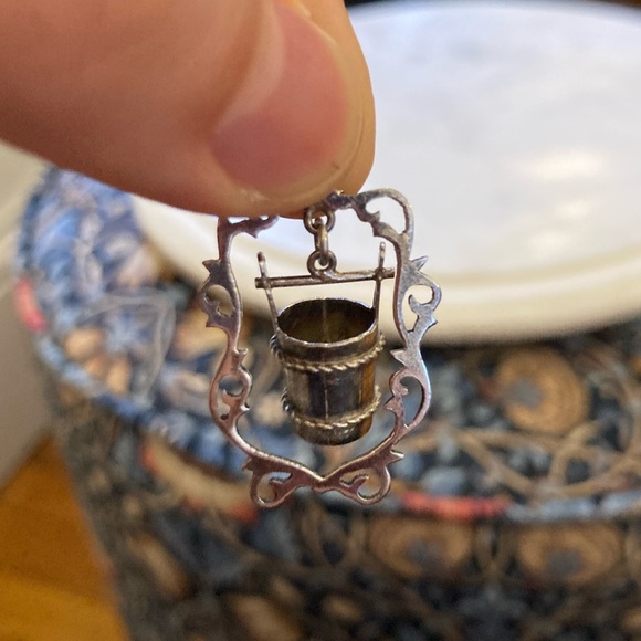 Antique Jewelry - Antique Sterling Wishing Well Swinging Bucket Charm